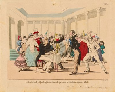 1903年の洪水時のイーズ橋の歩行者とトロリーの交通 作： Johann Christian Schoeller